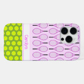 Tennis patroon aangepaste naam roze groen iPhone hoesje (Achterkant horizontaal)