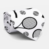 Tennis Pattern Black & White Vaderdag Dad Cool Stropdas (Opgerold)