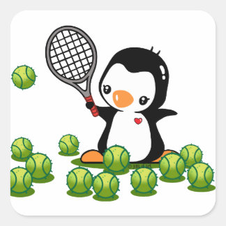 Tennis Penguin Vierkante Sticker