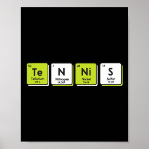 Tennis Periodieke Tafelelementen Sport Grappige Sp Poster