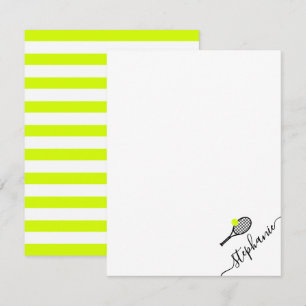 Tennis Personalized Name Script Monogram Notitiekaartje