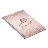 Tennis Personalized Pink Girly Sparkle Notitieboek (Rechterzijde)