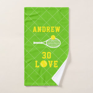 Tennis persoonlijke 30 liefdesdag sport hand voor handdoek