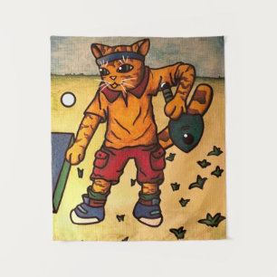 Tennis Ping-Pong Cat Wandkleed