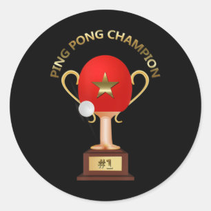 Tennis Ping Pong Champion Trophy Ronde Sticker