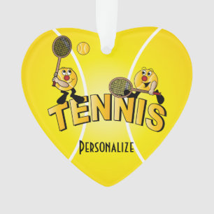 Tennis Player Fun Cartoon DIY-naam Ornament