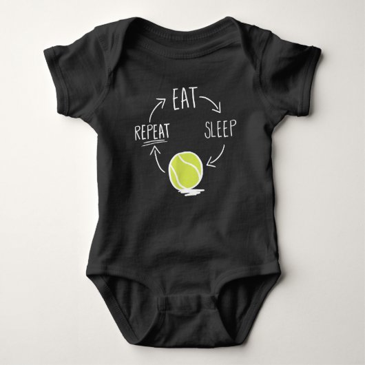 Tennis Player Gift Idea Tennis Quote Eat Sleep Romper (Voorkant)