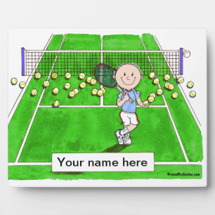 Tennis Player, mannelijk - persoonlijke Cartoon Fotoplaat