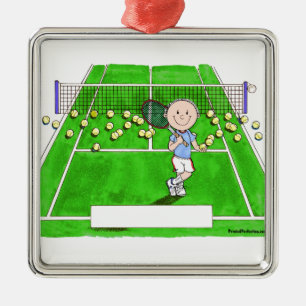 Tennis Player, mannelijk - persoonlijke Cartoon Metalen Ornament