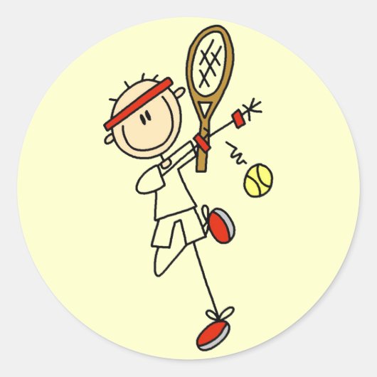 Tennis Player met Racquet Tshirts en cadeaus Ronde Sticker (Voorkant)