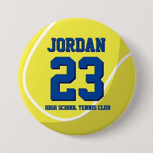 Tennis Player Number School Sports Team Button (Voorkant)