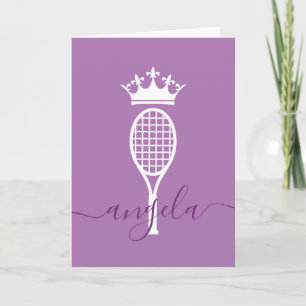 Tennis Player Queen of Court Paarse Birthday Kaart