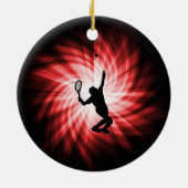 Tennis Player; rood Keramisch Ornament (Achterkant)