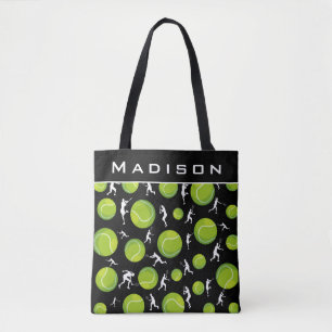 Tennis Player Silhouette Pattern Naam coach toevoe Draagtas