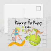 Tennis Player speelt Happy Birthday Briefkaart (Voorkant / Achterkant)