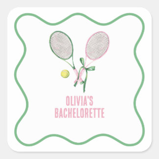Tennis preppy bachelorette vierkante sticker