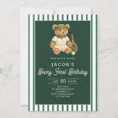 Tennis Preppy Bear 1er Invitation anniversaire (Devant)