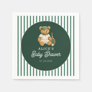 Tennis Preppy Beer Groene Baby Shower Servet