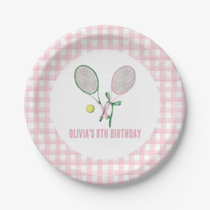 Tennis preppy geruite verjaardagsuitnodiging papieren bordje