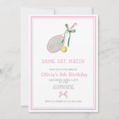 Tennis preppy plaid invitation d'anniversaire (Devant)