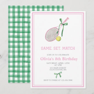 Tennis preppy plaid verjaardag uitnodiging