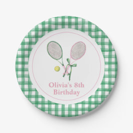Tennis preppy plaid verjaardag uitnodiging papieren bordje