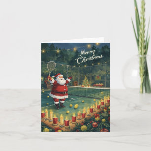 Tennis Prettig kerstfeest Kerstman op de baan Feestdagen Kaart
