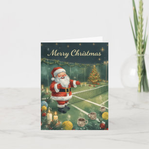 Tennis Prettig kerstfeest Kerstman op de baan Feestdagen Kaart