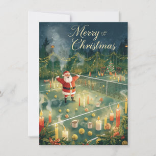 Tennis Prettig kerstfeest Kerstman op de baan Feestdagenkaart