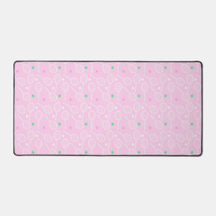 Tennis Racket & Bal Patroon Retro Pastel Roze Bureaumat