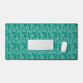 Tennis Racket & Bal Patroon Retro Smaragd Groen Bureaumat (Keyboard & Muis)