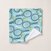 Tennis Racket Ball & Enfants Filles Nom Motif Bleu (Gant de toilette)