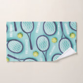 Tennis Racket Ball & Enfants Filles Nom Motif Bleu (Serviette à main)
