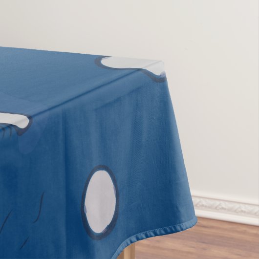 Tennis racket & ball on white polka punts blue tafelkleed (Voorbeeld)