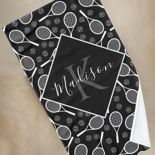 Tennis Racket & Ball Patroon Gepersonaliseerde Mon Handdoek