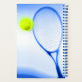 Tennis racket, blauw notitieboek (Achterkant)