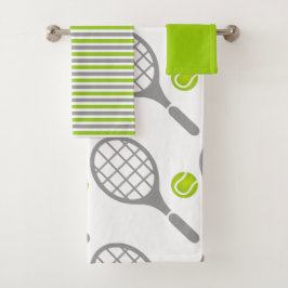 Tennis racket en bal aangepaste badhanddoek set bad handdoek