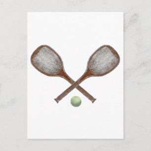 tennis racket en bal briefkaart