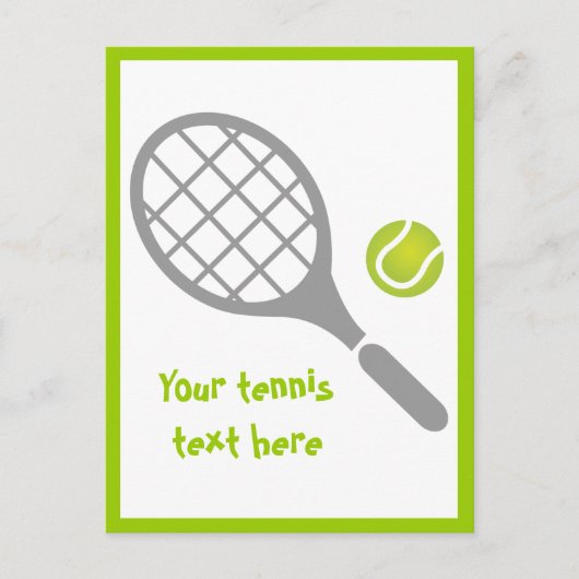 Tennis racket en bal custom verticaal briefkaart (Voorkant)