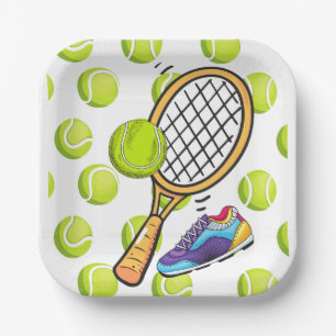 Tennis Racket en bal met schoen voor Tennis Player Papieren Bordje