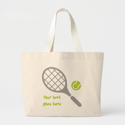 Tennis-racket en bal op maat grote tote bag (Voorkant)