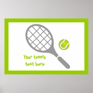Tennis-racket en bal op maat poster
