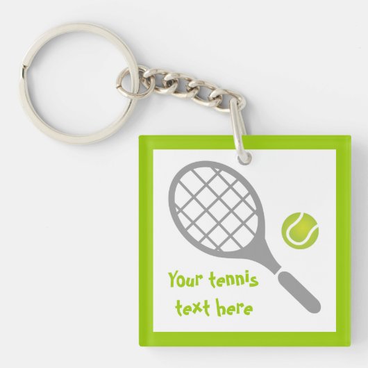 Tennis-racket en bal op maat sleutelhanger (voorkant)