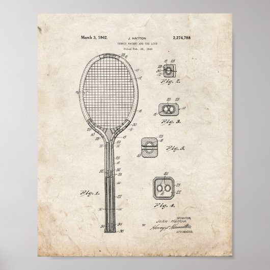 Tennis Racket en het soortgelijke octrooi - oude l Poster (Voorkant)