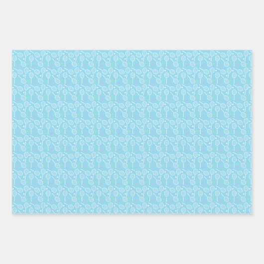 Tennis Racket en Pastel Gekleurde bal Patroon Inpakpapier Vel (Voorkant 2)