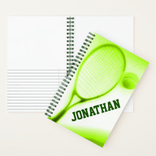 Tennis racket, groen notitieboek