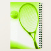Tennis racket, groen notitieboek (Achterkant)