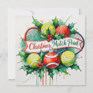 Tennis Racket Kerstthema Feestdagenkaart