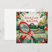 Tennis Racket Kerstthema Feestdagenkaart (Voorkant / Achterkant)