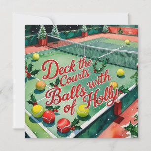 Tennis Racket Kerstthema Feestdagenkaart